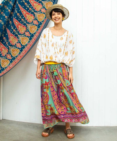 Paisley Rayon Flow Skirt by AMINA - Ametsuchi