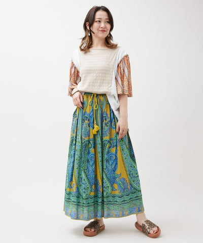 Paisley Rayon Flow Skirt by AMINA - Ametsuchi