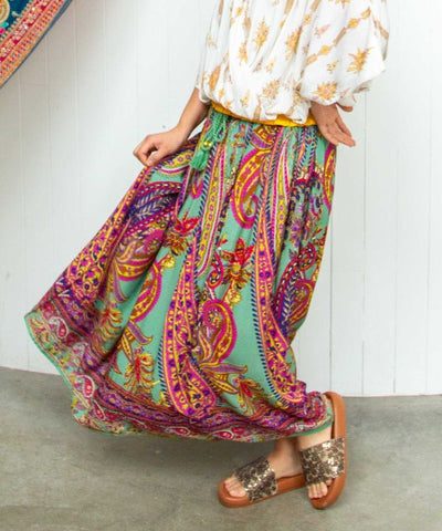 Paisley Rayon Flow Skirt by AMINA - Ametsuchi