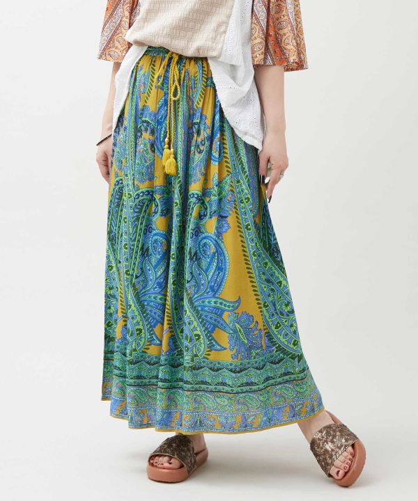 Paisley Rayon Flow Skirt by AMINA - Ametsuchi