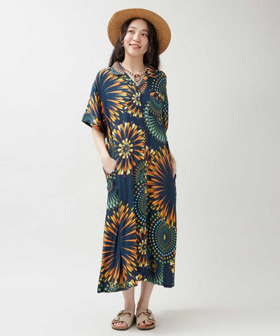 Calavera Bon Odori Shirt Dress by AMINA - Ametsuchi