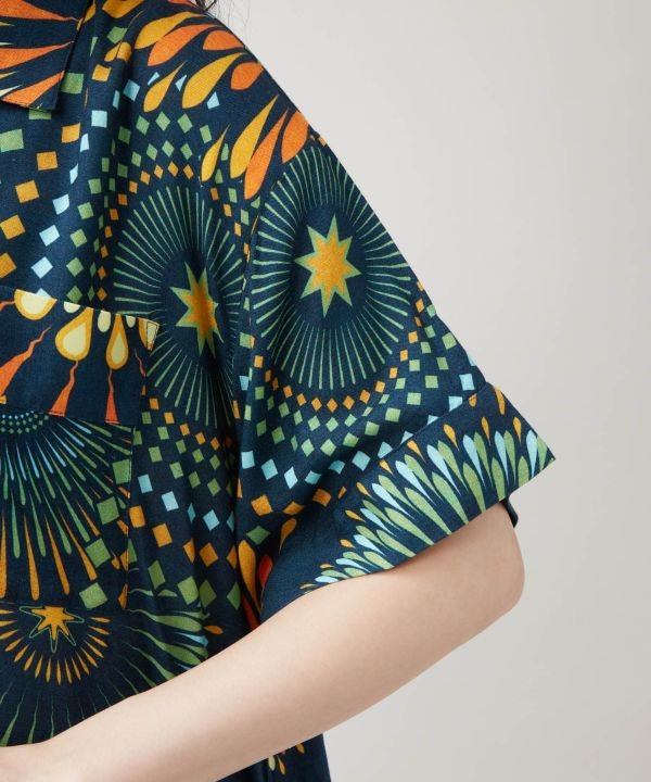 Calavera Bon Odori Shirt Dress by AMINA - Ametsuchi