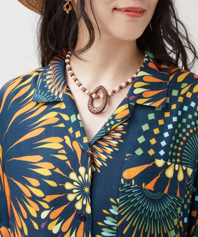 Calavera Bon Odori Shirt Dress by AMINA - Ametsuchi