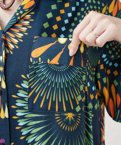 Calavera Bon Odori Shirt Dress by AMINA - Ametsuchi