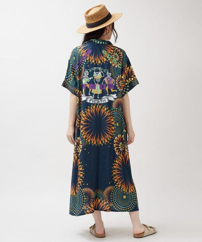 Calavera Bon Odori Shirt Dress by AMINA - Ametsuchi