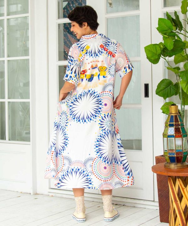 Calavera Bon Odori Shirt Dress by AMINA - Ametsuchi