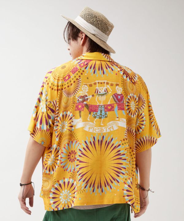 Calavera Fireworks Aloha Shirt by AMINA - Ametsuchi