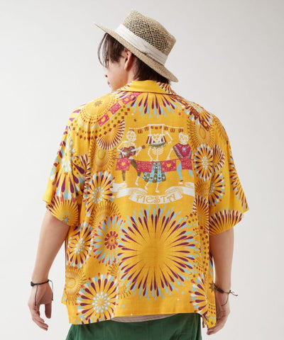 Calavera Fireworks Aloha Shirt by AMINA - Ametsuchi