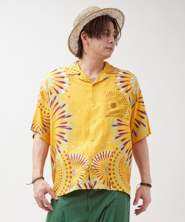 Calavera Fireworks Aloha Shirt by AMINA - Ametsuchi