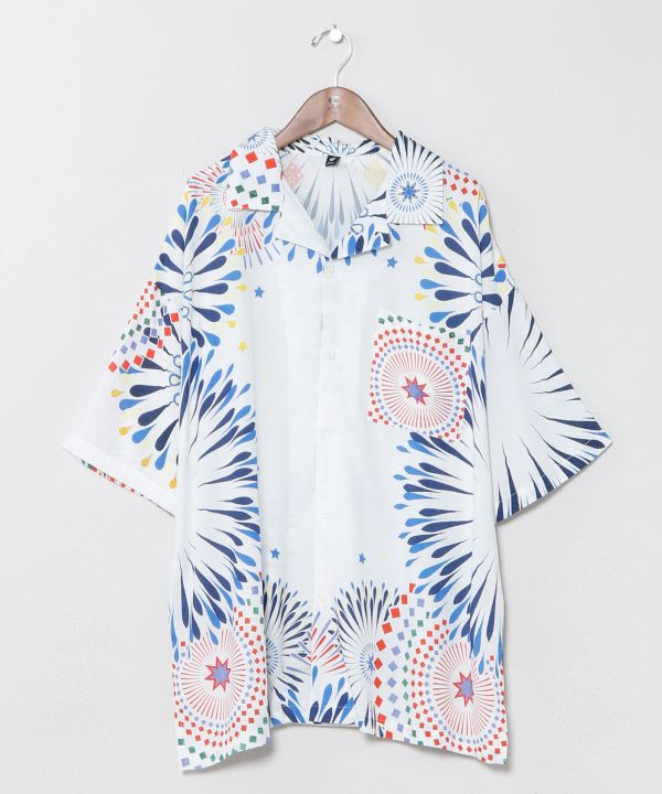 Calavera Fireworks Aloha Shirt by AMINA - Ametsuchi