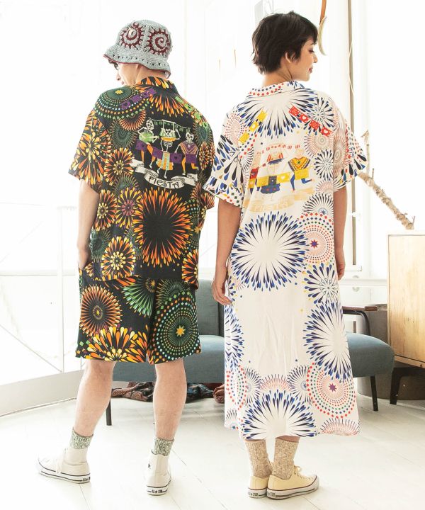 Fireworks Print Half Pants by AMINA - Ametsuchi