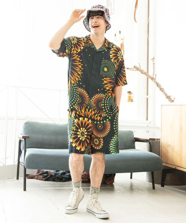 Fireworks Print Half Pants by AMINA - Ametsuchi