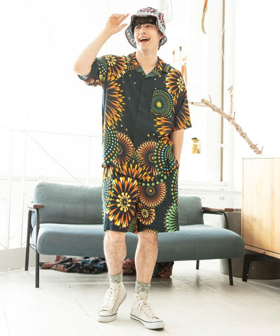 Fireworks Print Half Pants by AMINA - Ametsuchi