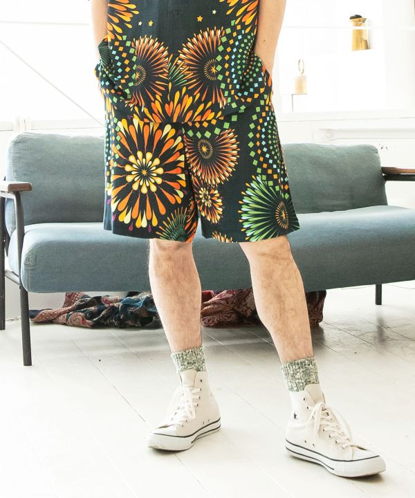 Fireworks Print Half Pants by AMINA - Ametsuchi