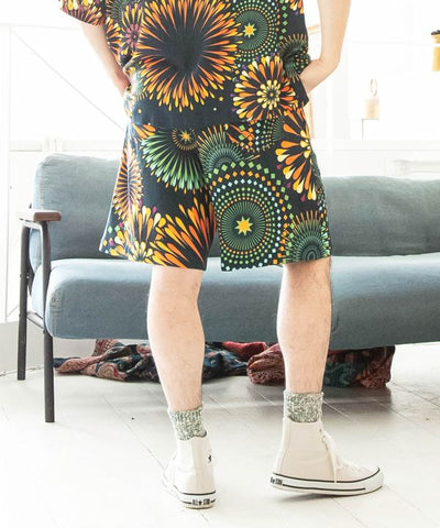 Fireworks Print Half Pants by AMINA - Ametsuchi