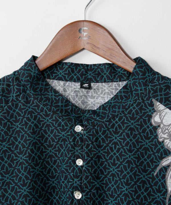 Lotus Print Cotton Men Top by AMINA - Ametsuchi