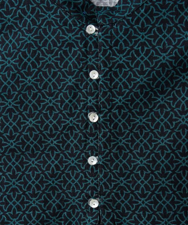 Lotus Print Cotton Men Top by AMINA - Ametsuchi