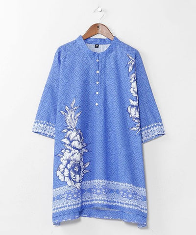 Lotus Print Cotton Men Top by AMINA - Ametsuchi