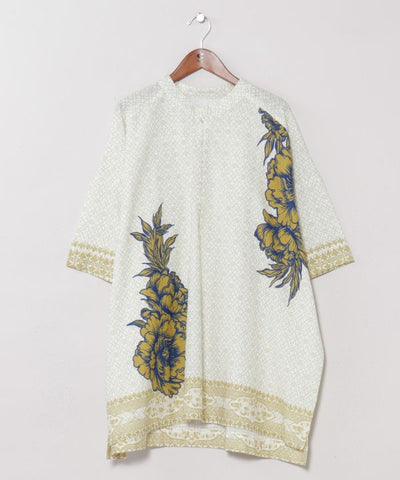 Lotus Print Cotton Men Top by AMINA - Ametsuchi