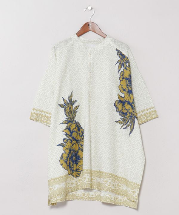 Lotus Print Cotton Men Top by AMINA - Ametsuchi