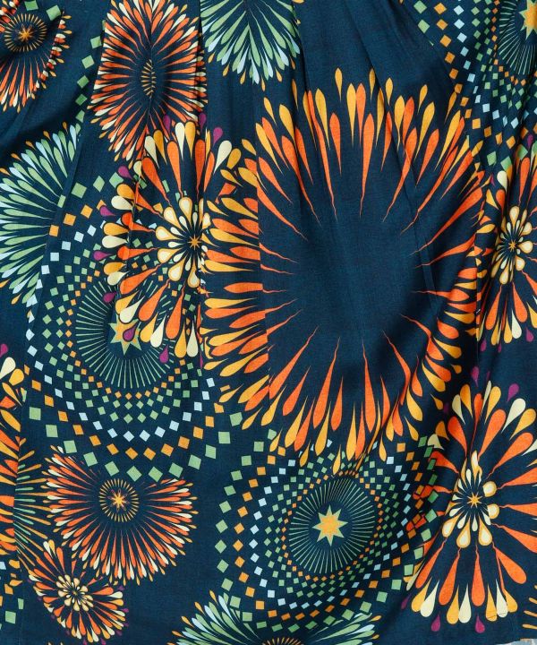 Fireworks Print Long Skirt by AMINA - Ametsuchi