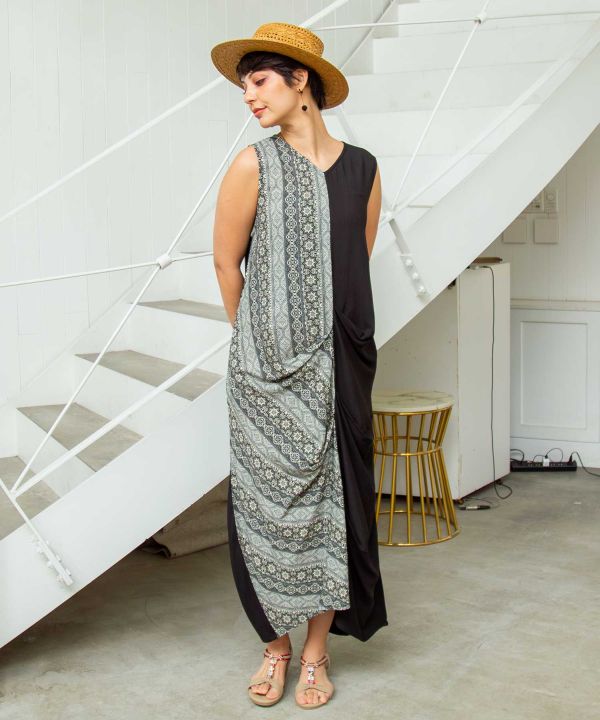 Vestido sin mangas con estampado de azulejos de Vietnam
