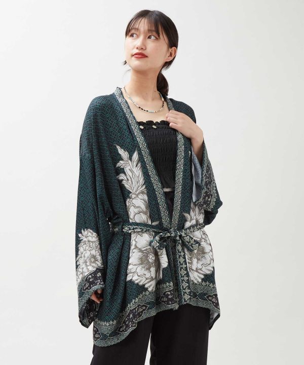 UV Protection Peony Print Outer by AMINA - Ametsuchi