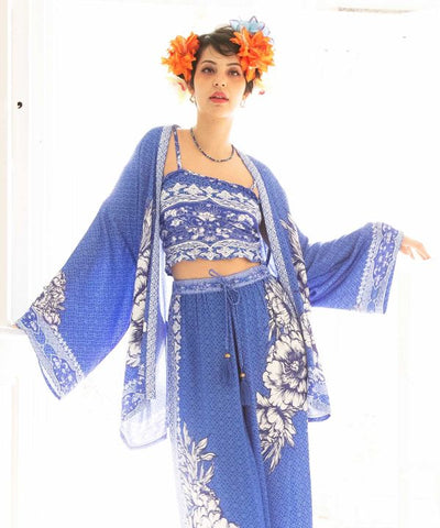 UV Protection Peony Print Outer by AMINA - Ametsuchi