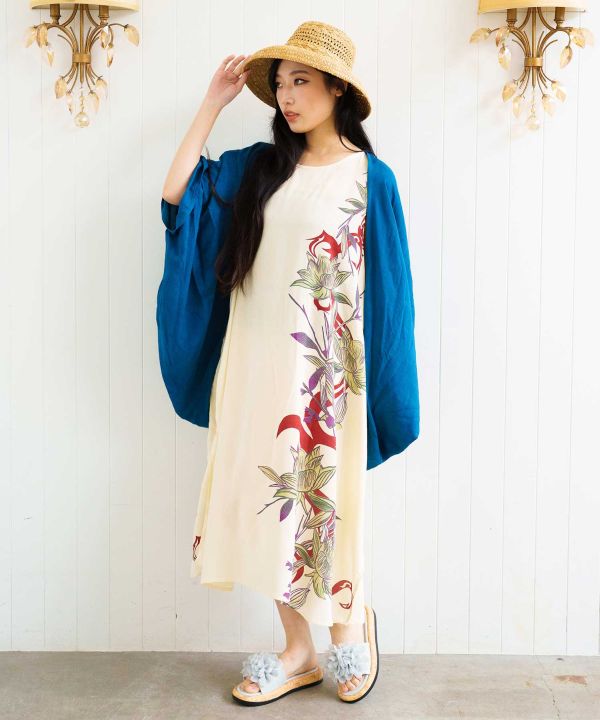 Lotus Print Cardigan Dress Set