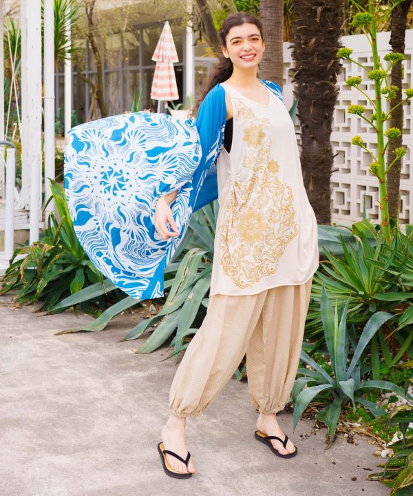 Amina x VORRUK Flower Sun 3-Way Pareo Vest by AMINA - Ametsuchi
