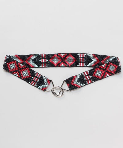 Geometric Beaded Statement Belt by AMINA - Ametsuchi