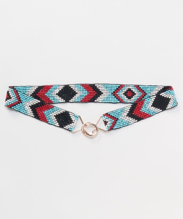 Geometric Beaded Statement Belt by AMINA - Ametsuchi