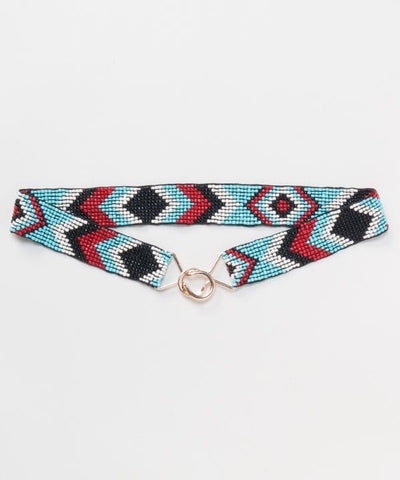 Geometric Beaded Statement Belt by AMINA - Ametsuchi
