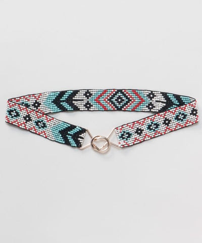Geometric Beaded Statement Belt by AMINA - Ametsuchi