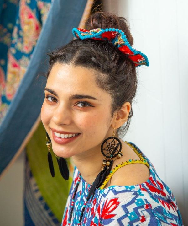 Indian Block Print Scrunchie by AMINA - Ametsuchi