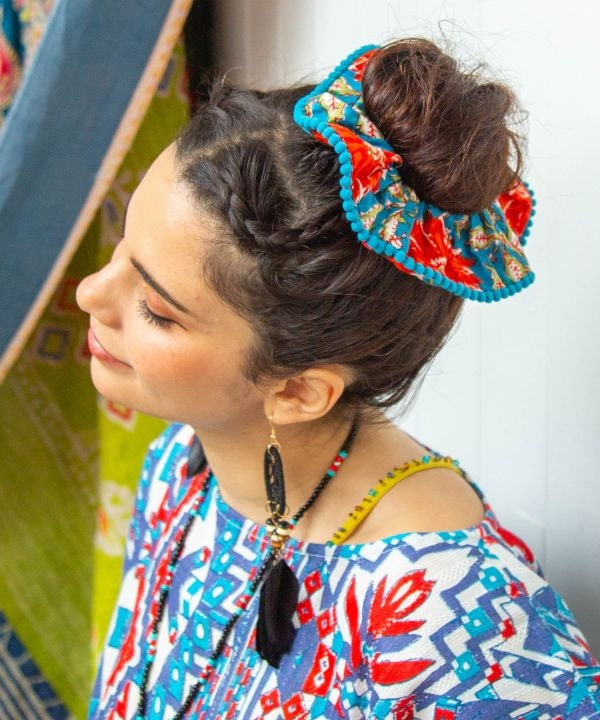 Indian Block Print Scrunchie by AMINA - Ametsuchi