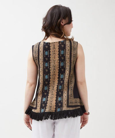 Fringe Indian Cotton Tank by AMINA - Ametsuchi