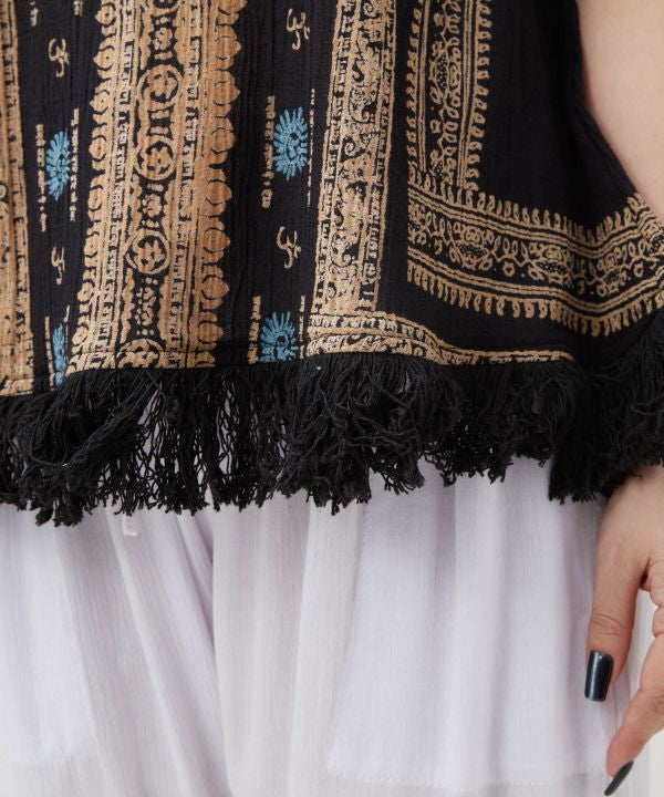 Fringe Indian Cotton Tank by AMINA - Ametsuchi