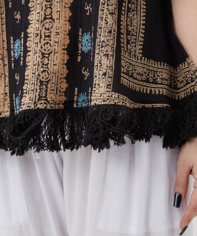 Fringe Indian Cotton Tank by AMINA - Ametsuchi