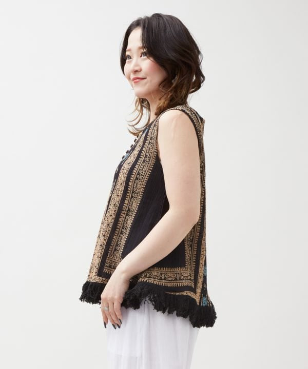 Fringe Indian Cotton Tank by AMINA - Ametsuchi