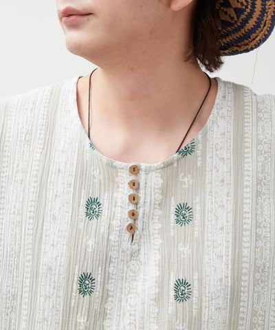 Fringe Crepe Cotton Tank by AMINA - Ametsuchi