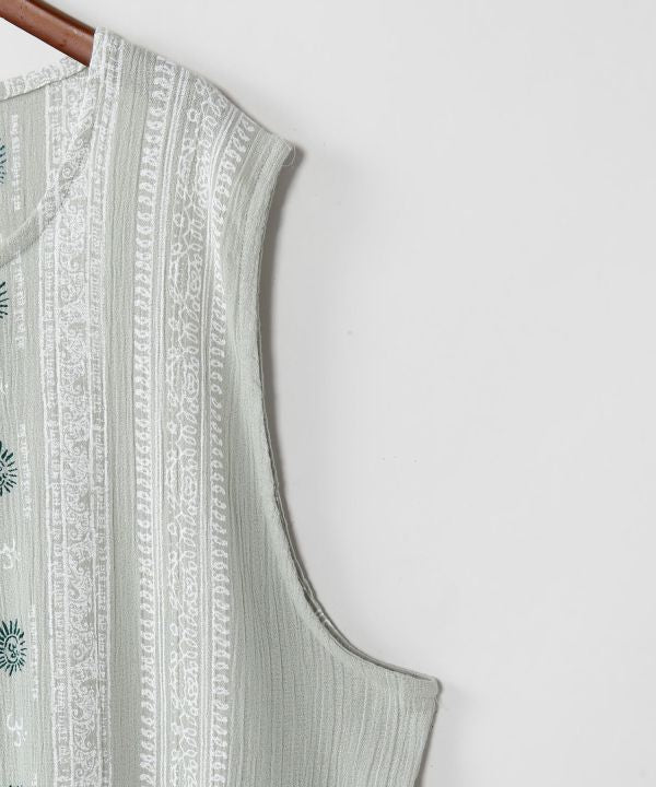Fringe Crepe Cotton Tank by AMINA - Ametsuchi