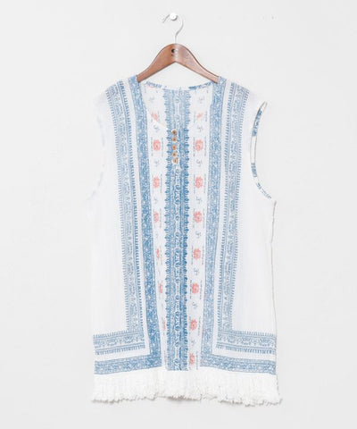 Fringe Crepe Cotton Tank by AMINA - Ametsuchi