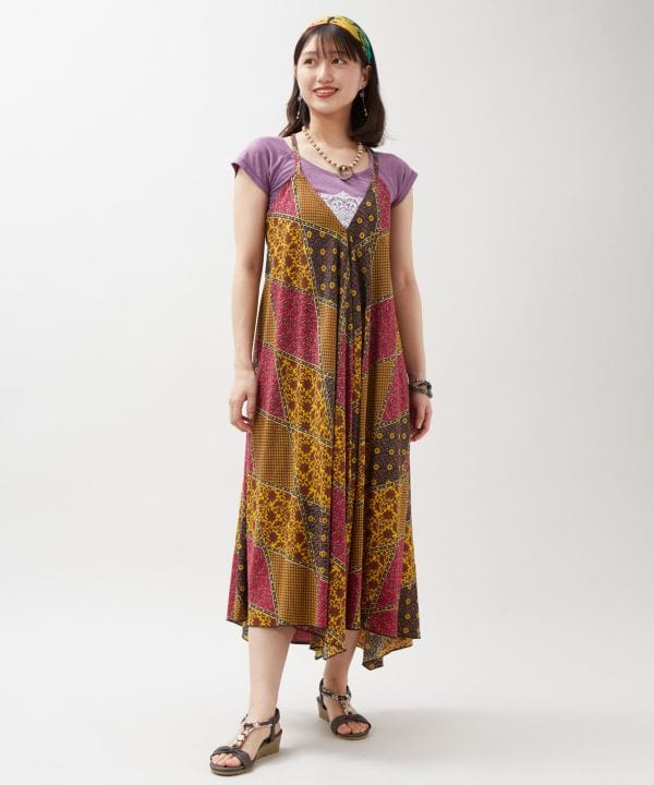 Check Patchwork Rayon Dress by AMINA - Ametsuchi