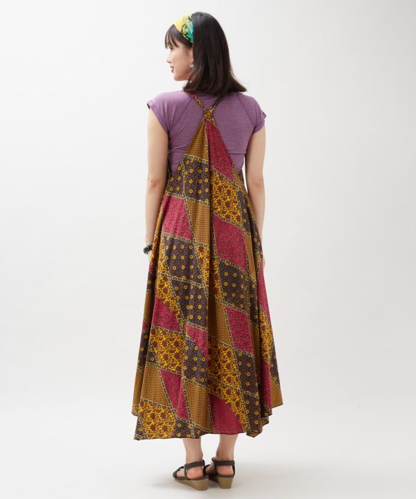 Check Patchwork Rayon Dress by AMINA - Ametsuchi