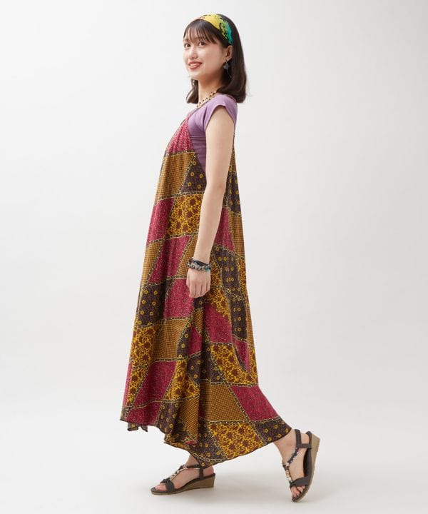 Check Patchwork Rayon Dress by AMINA - Ametsuchi
