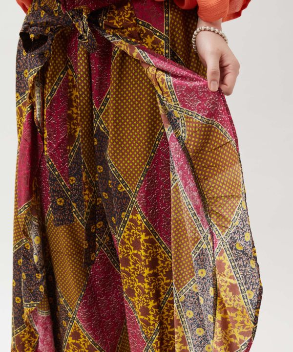 Wrap Style Check Frill Pants by AMINA - Ametsuchi