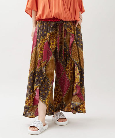 Wrap Style Check Frill Pants by AMINA - Ametsuchi