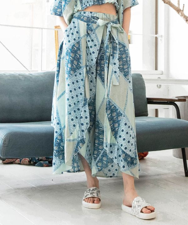 Wrap Style Check Frill Pants by AMINA - Ametsuchi