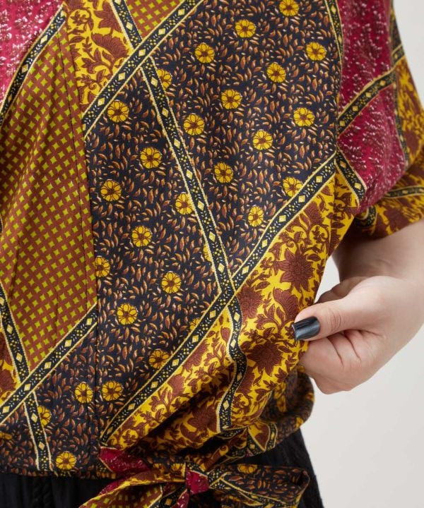 Check Patchwork Lightweight Top by AMINA - Ametsuchi